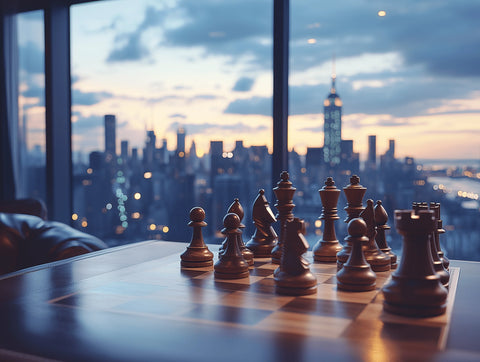 Banner New York City Background Chess Pieces